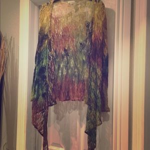 Multi-Colored Lace Waterfall Cardigan - Size L